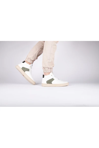 Blackstone Sneakers VG08 WHITE DARK GREEN - MID-Sneaker White 2 Blackstone Sneakers VG08 WHITE DARK GREEN - MID-Sneaker White - Afbeelding 2