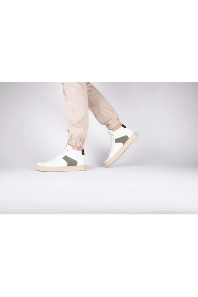 Blackstone Sneakers VG08 WHITE DARK GREEN - MID-Sneaker White 3 Blackstone Sneakers VG08 WHITE DARK GREEN - MID-Sneaker White - Afbeelding 3